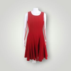 CALVIN Klein Dress Womens 10 Red A-Line Sleeveless Knee‎ Length Flare Lined